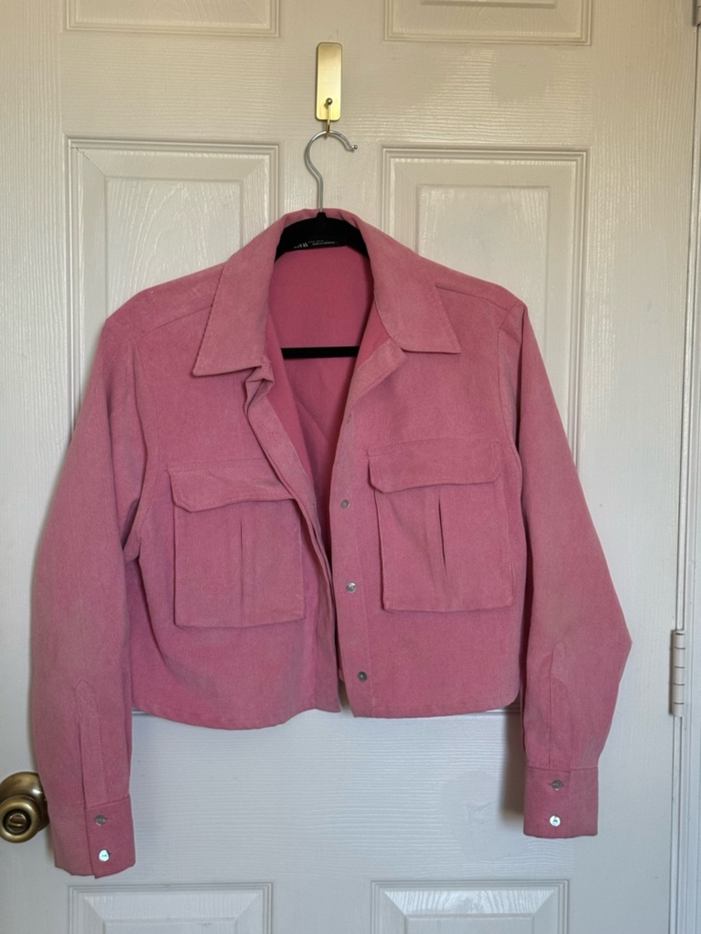 Zara Pink Corduroy Button-Front Jacket